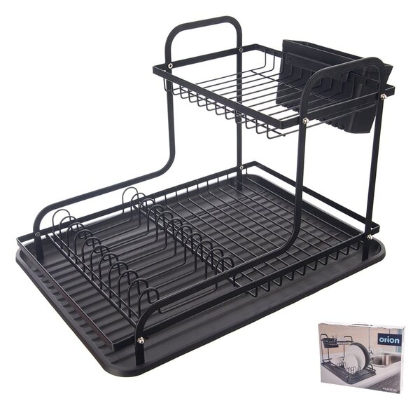 Scolapiatti a due livelli in metallo nero 42,5x32 cm Radka - Orion