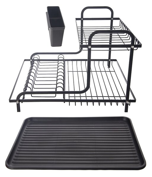 Scolapiatti a due livelli in metallo nero 42,5x32 cm Radka - Orion