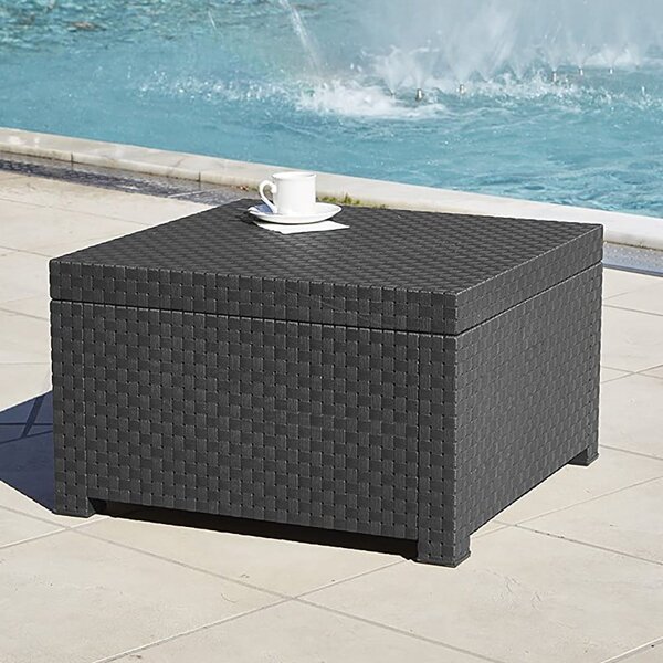 Tavolino da esterno grigio in rattan 56x56 cm - Juinsa