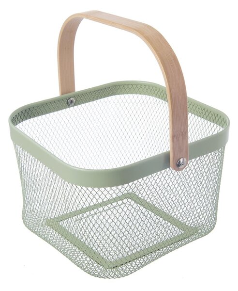 Cesto con filo metallico in metallo 24,5x24,5x30 cm Greenish – Orion
