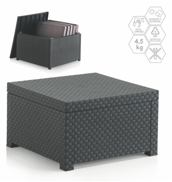 Tavolino da esterno grigio in rattan 56x56 cm - Juinsa