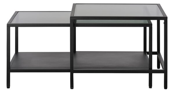 Tavolini in vetro nero in set di 2 pezzi 60x60 cm Bronco - Unique Furniture