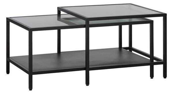 Tavolini in vetro nero in set di 2 pezzi 60x60 cm Bronco - Unique Furniture