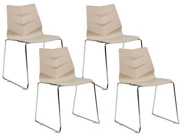 Set di 4 sedie da pranzo in pelle marrone con gambe in
