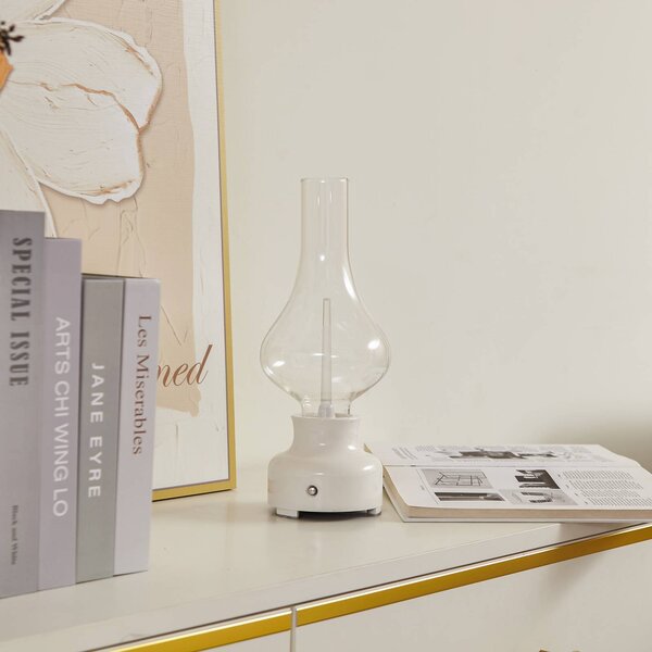 Lindby Lampada da tavolo ricaricabile a LED Maxentius, crema, touch dimmer