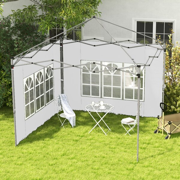 Outsunny Pareti per Gazebo 3x3 o 3x4 con Finestrelle Incluse, in Plastica e Tessuto Oxford, 295x195 cm, Bianco|Aosom