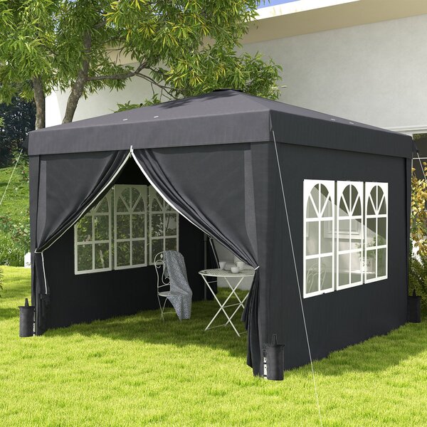 Outsunny Gazebo 3x3m Pieghevole con Borsa da Trasporto e Fori di Drenaggio,Altezza Regolabile, in Oxford impermeabile e acciaio, Grigio | Aosom Italy