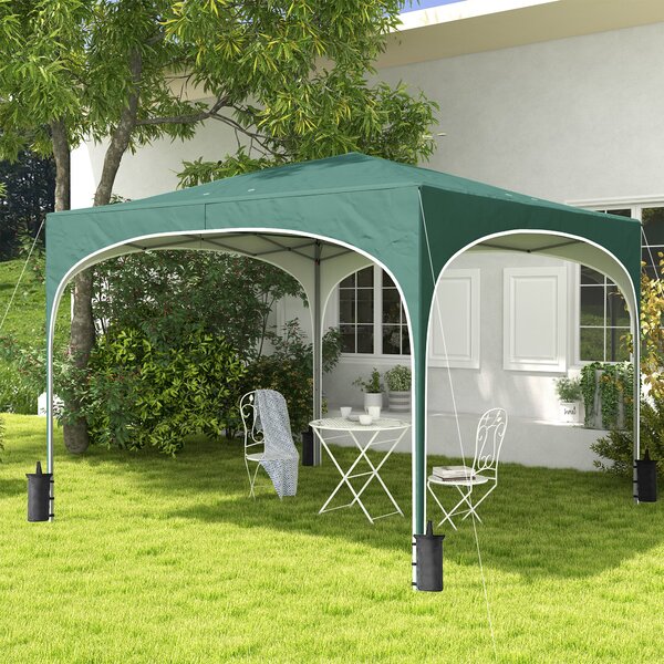 Outsunny Gazebo da Giardino ad Altezza Regolabile con Fori di Drenaggio e Borsa da Trasporto, in Metallo, Verde|Aosom