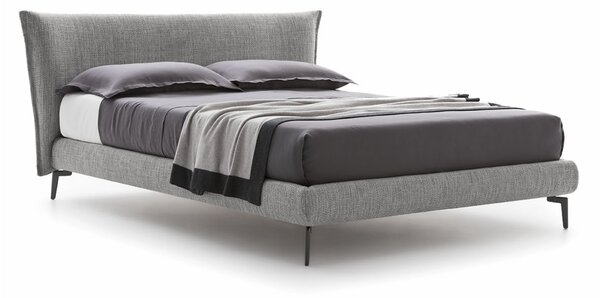 Letto in Metallo 180 x 200 cm Testiera e Pediera con Panelli Decorativi in  Effetto Legno di Color Noce Letto Matrimoniale King Size - Nero