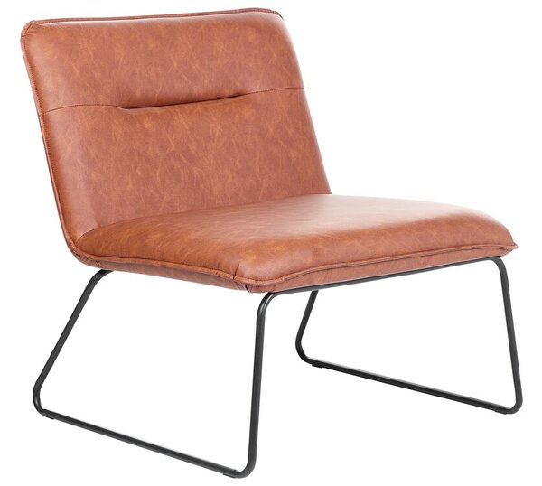 Sedia senza braccioli Marrone Rivestimento in finta pelle PU Seduta ampia  Design vintage Struttura in metallo nero Beliani