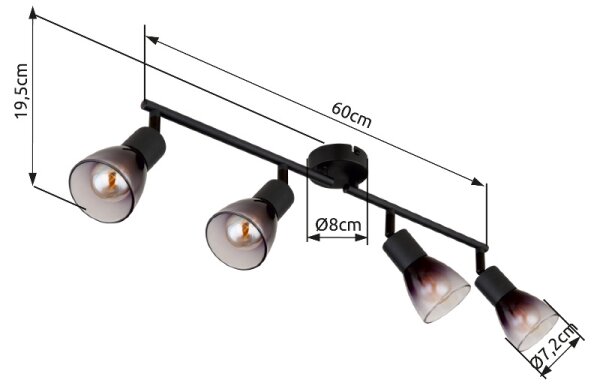Globo 54312-4 - Faretto SATELLA 4xE14/25W/230V nero