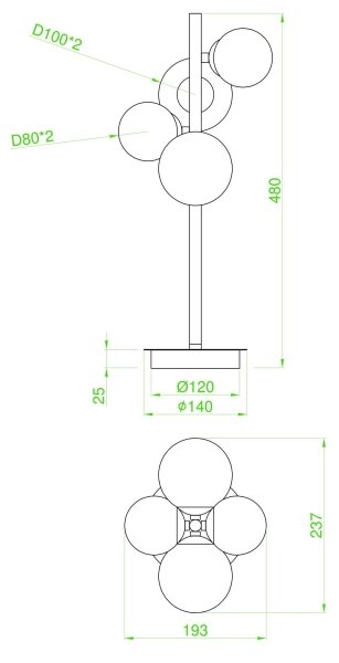 Wofi 8014.04.24.9000 - Lampada da tavolo LED 4xG9/3W/230V nero