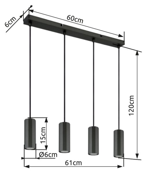 Globo 57918-4H - Lampadario a sospensione con filo JAMES 4xGU10/25W/230V