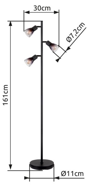 Globo 54312-3S - Lampada con piedistallo SATELLA 3xE14/25W/230V nero