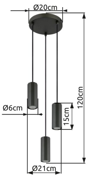 Globo 57918-3H - Lampadario a sospensione con filo JAMES 3xGU10/25W/230V
