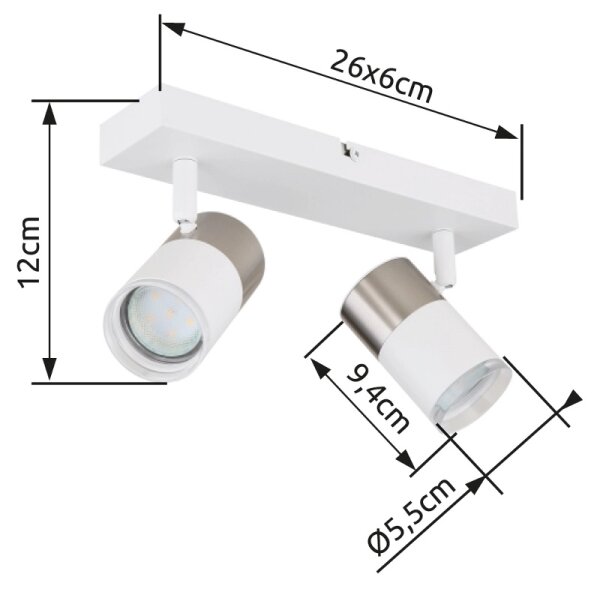 Globo 57851-2 - Faretto BRISBON 2xGU10/25W/230V bianco/cromo