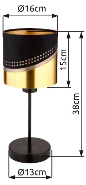 Globo 54046T - Lampada da tavolo OR 1xE27/40W/230V diametro 16 cm nero/oro