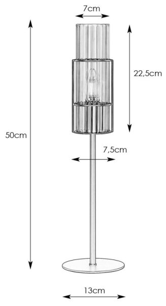 Markslöjd 108557 - Lampada da tavolo TUBO 1xE14/40W/230V 50 cm cromo lucido/clear