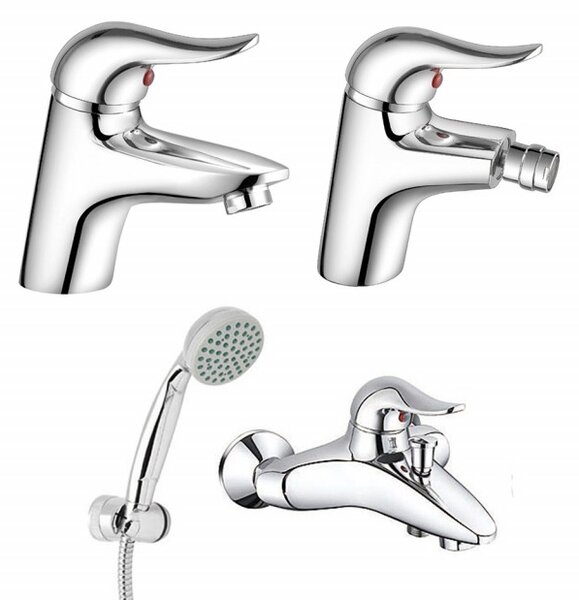 Set rubinetti lavabo bidet vasca con duplex cromati serie Yvette