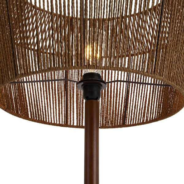 Lampada da terra in legno di noce con paralume in corda di carta marrone 50/50/30 - Mels