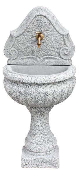 Fontana a Parete da Giardino Senza Rubinetto in Cemento Granulato di Marmo Oglio Bianco/Nero