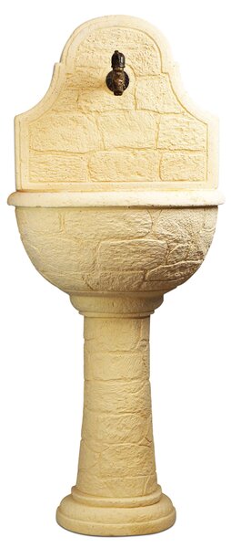 Fontana a Parete da Giardino Senza Rubinetto in Cemento Granulato di Marmo Varo Nocciola