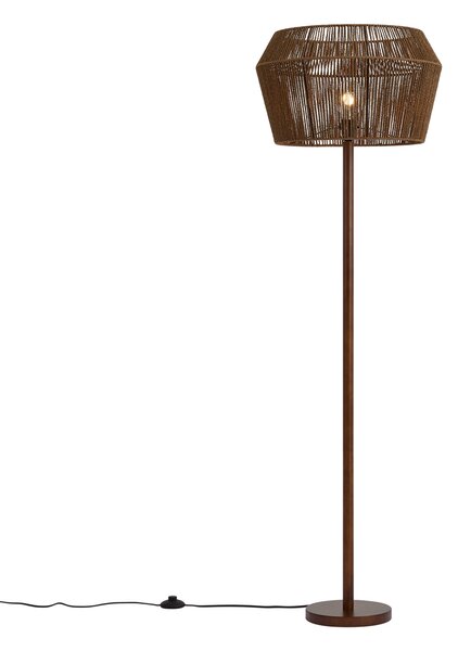 Lampada da terra in legno di noce con paralume in corda di carta marrone 50/50/30 - Mels