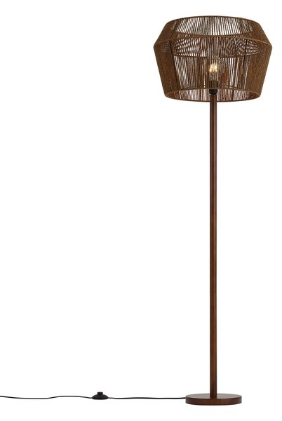 Lampada da terra in legno di noce con paralume in corda di carta marrone 50/50/30 - Mels