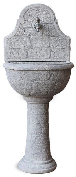 Fontana a Parete da Giardino Senza Rubinetto in Cemento Granulato di Marmo Varo Grigio