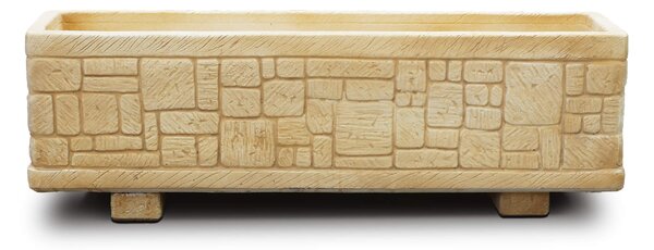 Fioriera da Giardino 100x27x29 cm in Cemento Granulato di Marmo Presolana Grande Nocciola