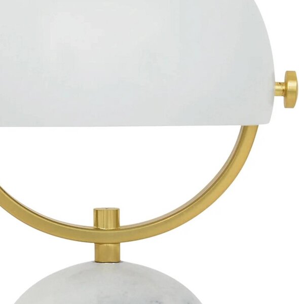 Beacon Lighting Lampada da tavolo Beacon Lowe, bianco/ottone, base in marmo