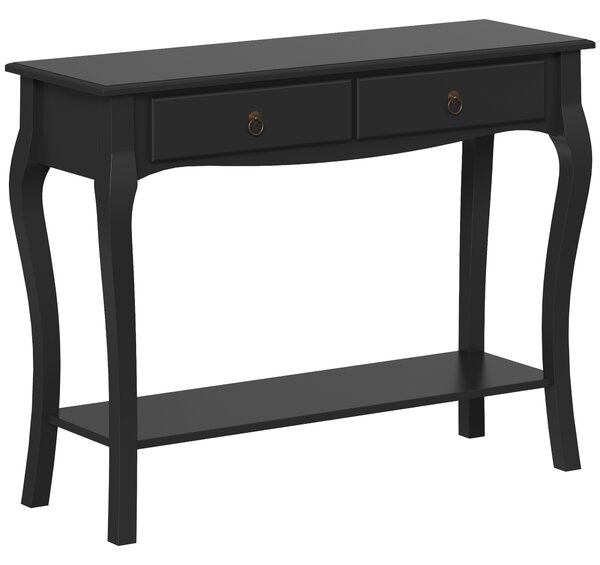 HOMCOM Tavolo Consolle Moderna con 2 Cassetti, 100 cm, Nero | Aosom Italy