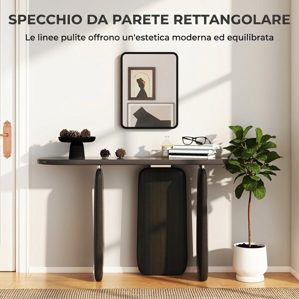 HOMCOM Specchio da Parete Rettangolare, Cornice in Metallo, 40.5x30 cm, per Soggiorno, Ingresso, Camera da Letto, Nero | Aosom Italy