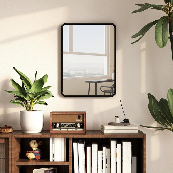HOMCOM Specchio da Parete Rettangolare, Cornice in Metallo, 40.5x30 cm, per Soggiorno, Ingresso, Camera da Letto, Nero | Aosom Italy