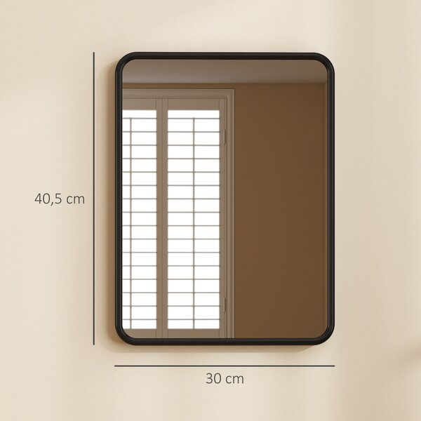 HOMCOM Specchio da Parete Rettangolare, Cornice in Metallo, 40.5x30 cm, per Soggiorno, Ingresso, Camera da Letto, Nero | Aosom Italy
