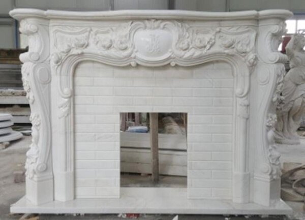 Casa Padrino Contorno camino barocco in marmo bianco 180 x H. 140 cm