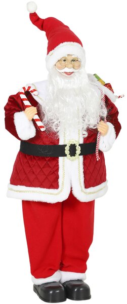 HOMCOM Babbo Natale Animato Musicale 120cm in Piedi con Testa Rotante Rosso | Aosom Italy