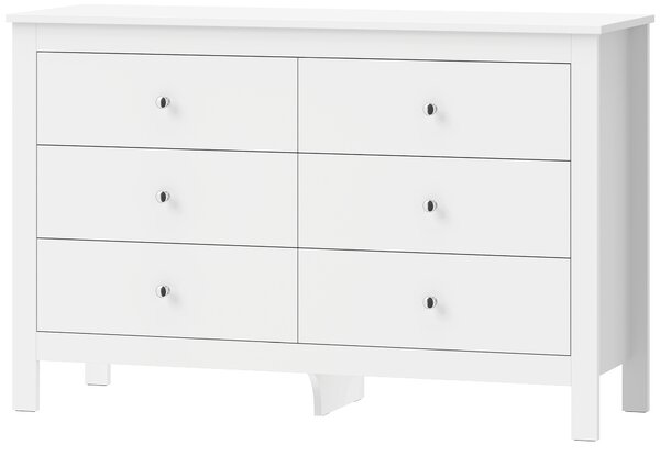 HOMCOM Cassettiera 6 Cassetti Con Guide Scorrevoli 118x39.5x75.5cm Bianco | Aosom Italy
