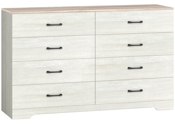 HOMCOM Cassettiera 8 Cassetti Moderna in Legno, 140x40x86 cm, Noce e Grigio Chiaro | Aosom Italy