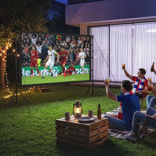 HOMCOM Telo per Proiettore 100" 16:9 HD 4K/8K, Angolo di Visione 160°, Doppia Facciata e Treppiedi Pieghevoli, Bianco | Aosom Italy