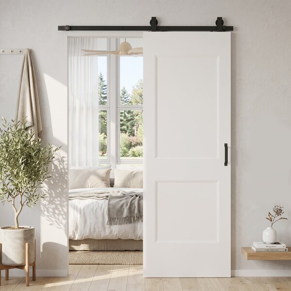 HOMCOM Porta Scorrevole Interna in Legno di Pino con Binario Silenzioso, Guida, Kit Ferramenta, Bianco | Aosom Italy