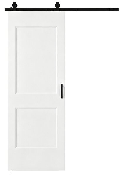 HOMCOM Porta Scorrevole Interna in Legno di Pino con Binario Silenzioso, Guida, Kit Ferramenta, Bianco | Aosom Italy