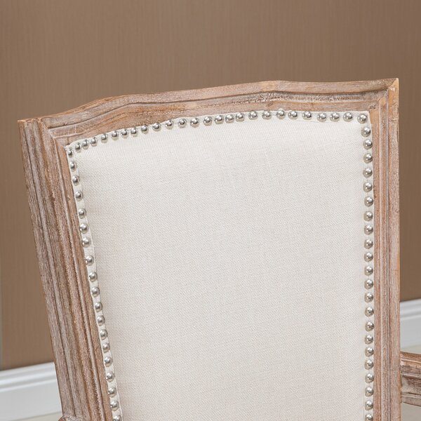 HOMCOM Sedia da Pranzo, Sedia da Cucina con Decorazioni a Borchie, Stile Country Francese, in Legno di Gomma, 59x63,5x96 cm, Bianco Crema | Aosom Italy