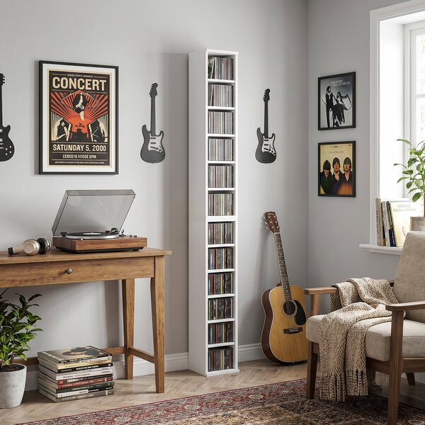 HOMCOM Scaffale per 204 CD, Set da 2 Colonne per Blu-Ray e Libri con Ripiani Regolabili, Bianco | Aosom Italy