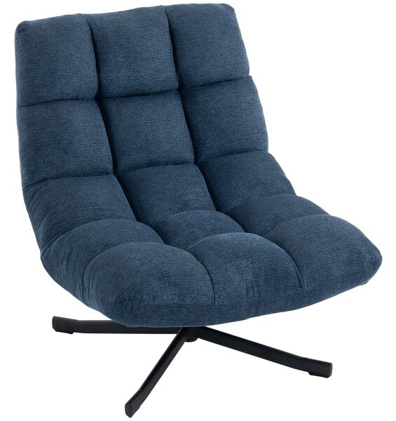 HOMCOM Poltrona d'Accento Girevole, Poltrona Lounge Moderna senza Braccioli, con Gambe in Acciaio, Blu Scuro | Aosom Italy