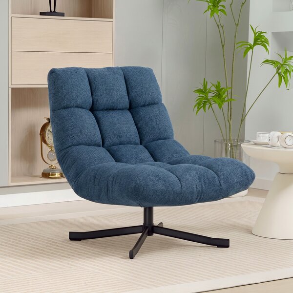 HOMCOM Poltrona d'Accento Girevole, Poltrona Lounge Moderna senza Braccioli, con Gambe in Acciaio, Blu Scuro | Aosom Italy