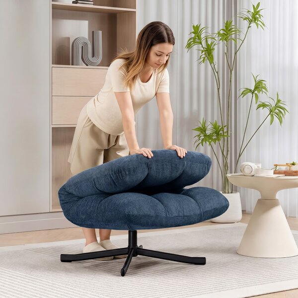 HOMCOM Poltrona d'Accento Girevole, Poltrona Lounge Moderna senza Braccioli, con Gambe in Acciaio, Blu Scuro | Aosom Italy