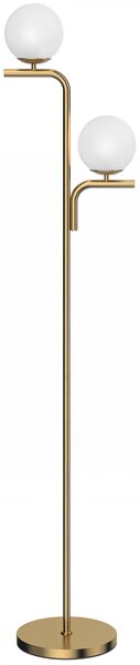 HOMCOM Lampada da Terra LED, Lampada Moderna con 3 Temperature di Colore, Paralumi a Sfera in Vetro e Interruttore a Pedale, Oro | Aosom Italy