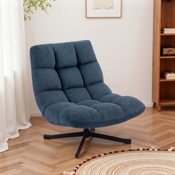 HOMCOM Poltrona d'Accento Girevole, Poltrona Lounge Moderna senza Braccioli, con Gambe in Acciaio, Blu Scuro | Aosom Italy