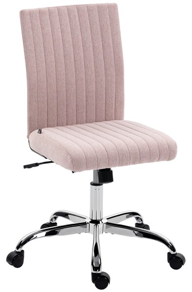 HOMCOM Sedia da Ufficio senza Braccioli, Poltrona da Ufficio, Altezza Regolabile e Girevole 360°, 43x56x89-99 cm, Rosa | Aosom Italy